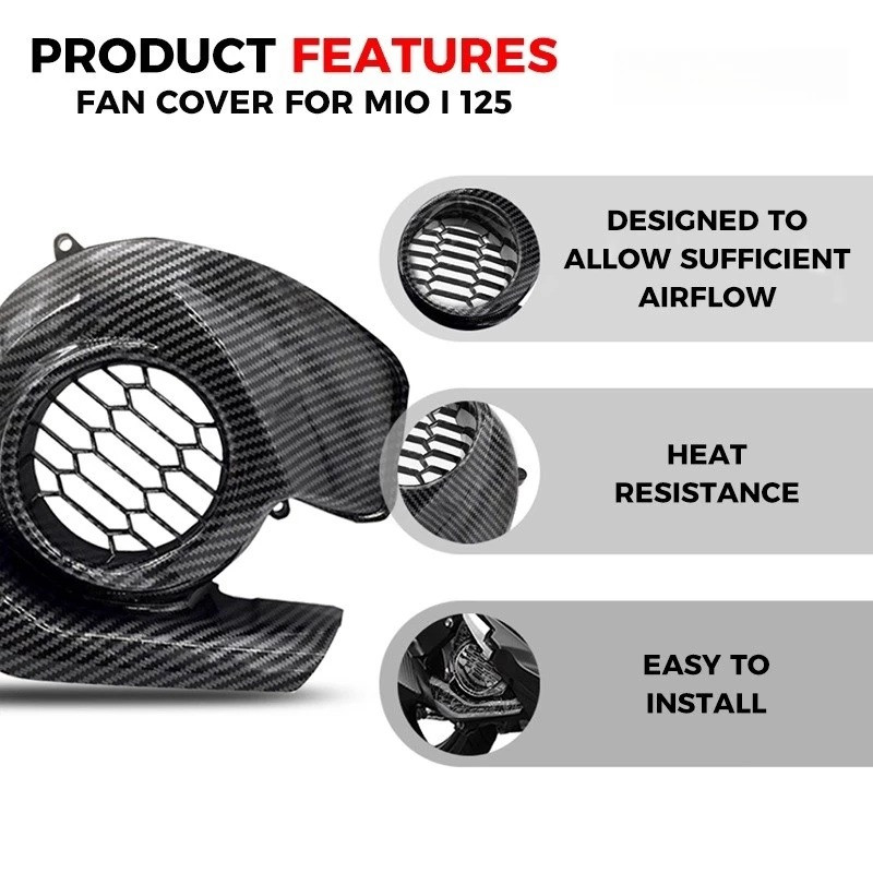 Motorcycle Yamaha MIO i 125 / M3 / SOUL i 125 Fan Cover Black/Carbon ...