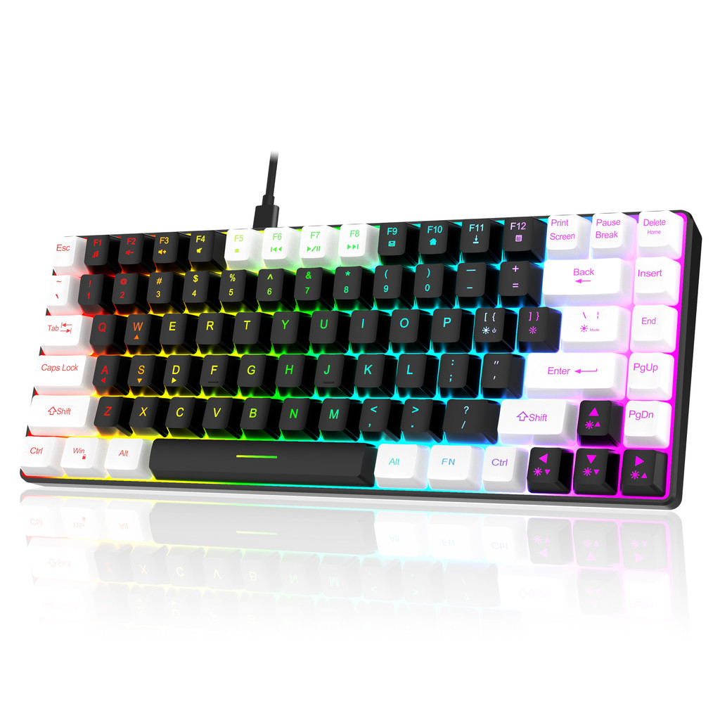 84 keys RGB Light wired computer keyboard Pluggable data cable Silent ...
