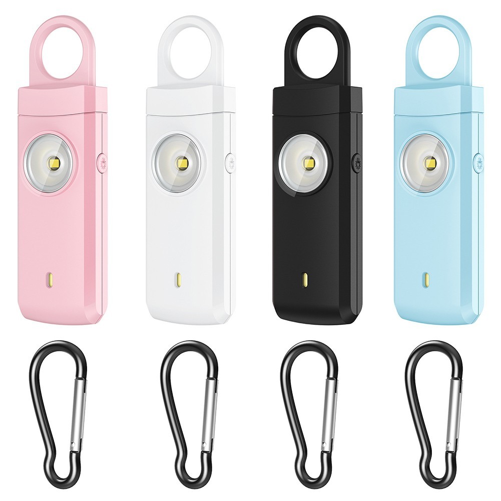 130DB Safety Personal Alarm Rechargeable LED Keychain Flashlight Strobe ...