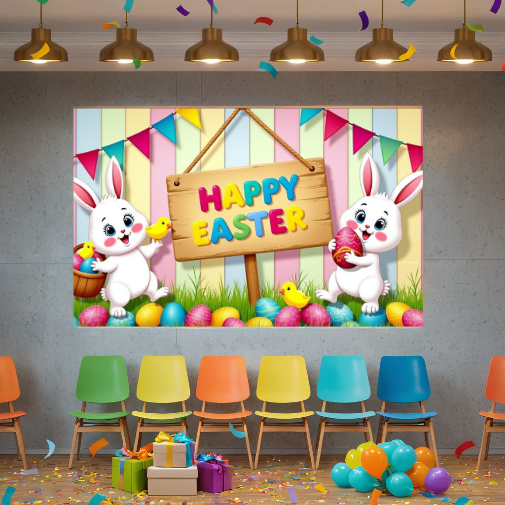 Happy Easter Decorations Spring Bunny Easter Photography Banner ...