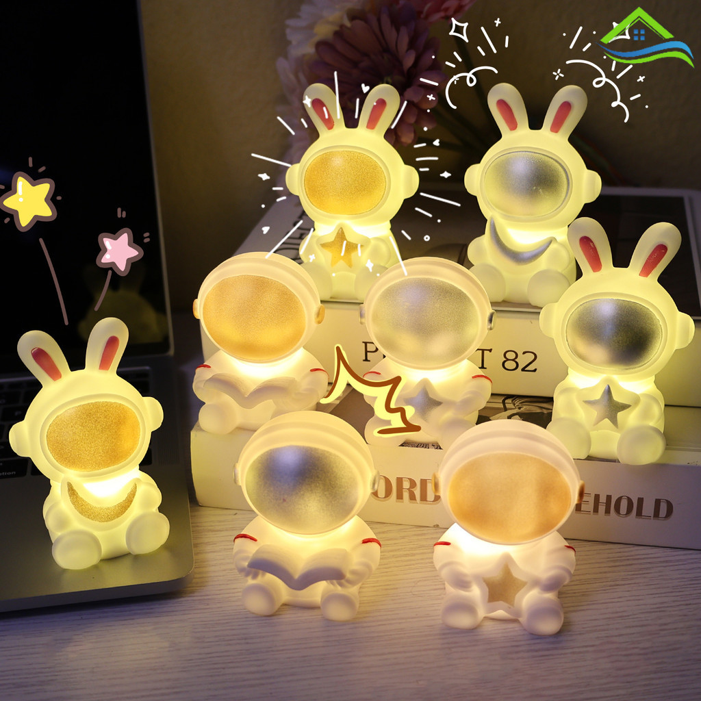 Moon Lamp With Astronaut Night Light - 7 Color Changing LED Space Buddy Light