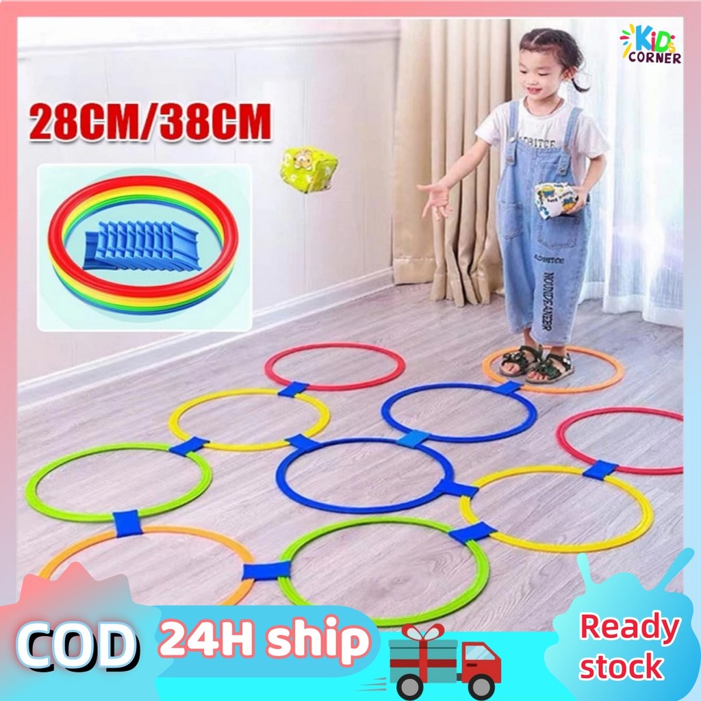 10Pcs Jumping Rings Game Set Hopscotch Lattice Jump Ring Set Kids ...
