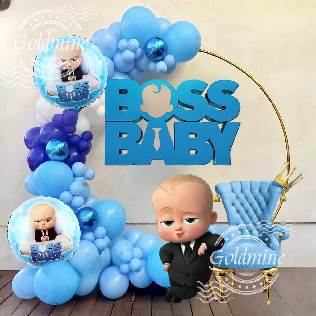Baby Boss Balloon Garland Arch Kit Macaron Blue White Latex Baby Shower ...
