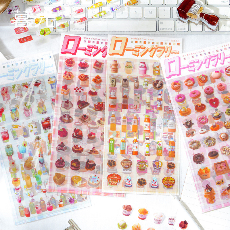 Stickers - Set of 6 Sweet PET Plastic DESSERT GATHERING Stickers ...