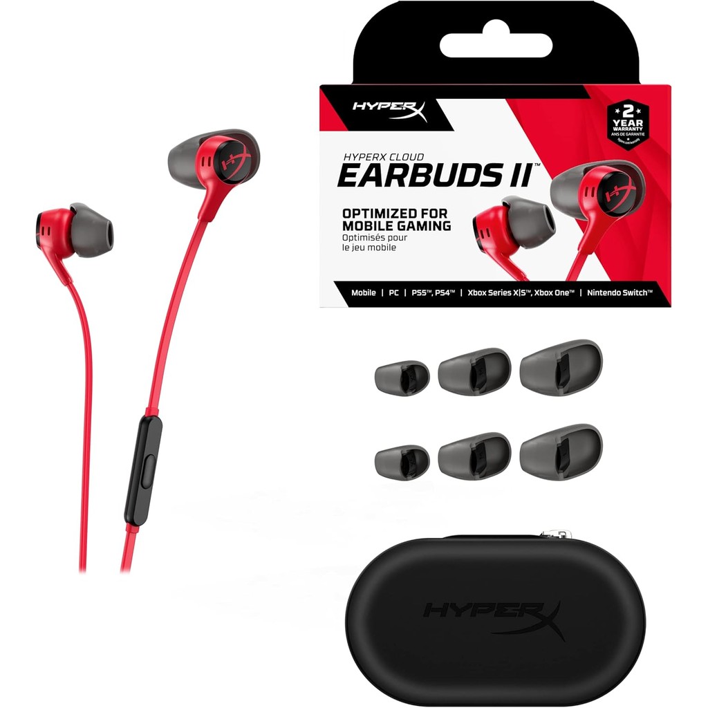 HyperX Cloud Earbuds II Gaming Earphone with Mic Immersive Wired in-game  Audio in-Ear Headphone for Phone PS4 PS5 Xbox Series