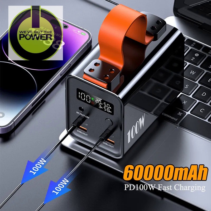 Power Bank 60000mAh 100W Type C PD Fast Charging Powerbank for Laptop