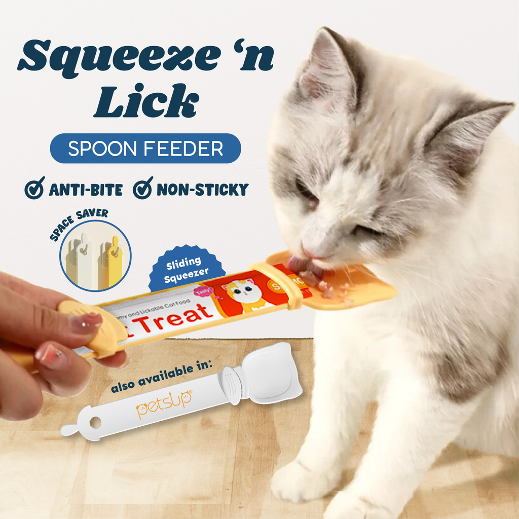 Petsup Cat Feeder Cat Treat Bar Squeeze Spoon Pet Feeder Pet Liquid Food  Spoon Cat Food Scooper