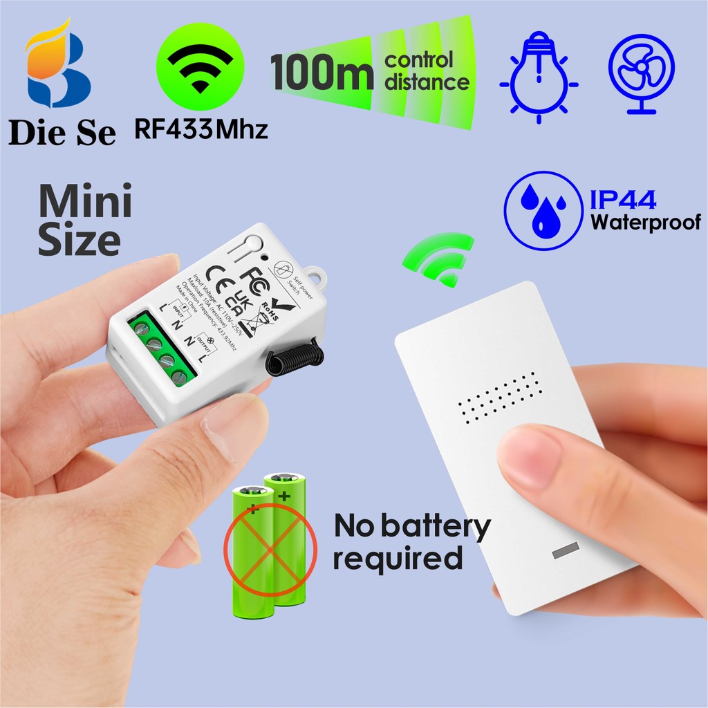 Battery-Free Remote contorl Switch, No battery Switch,AC 110V 220V 10A ...