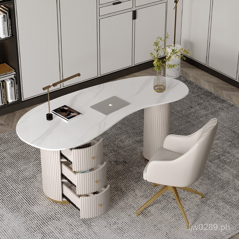 Medical Aesthetic Computer Desk Irregular Reception Rock Slab Office ...