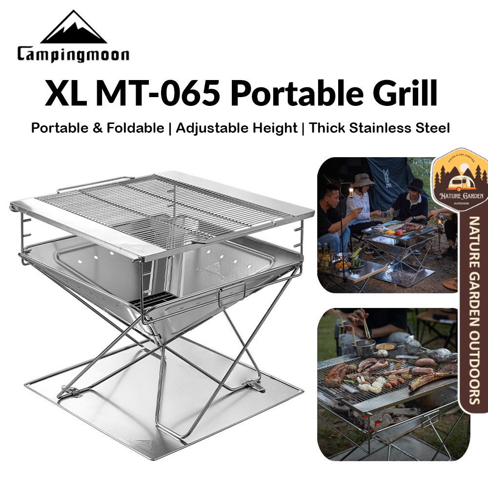 CAMPINGMOON XL MT-065 Portable Grill Folding Charcoal Grill Stainless ...