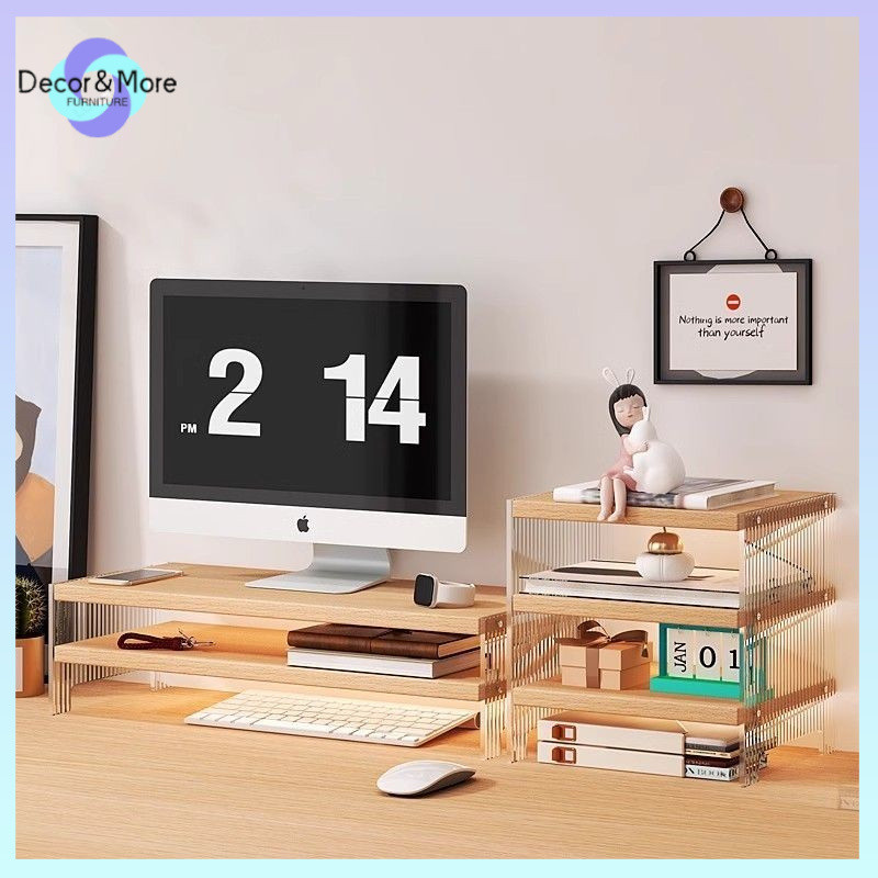 Acrylic Computer Riser Office Desktop Storage Computer Desk Organizer ...
