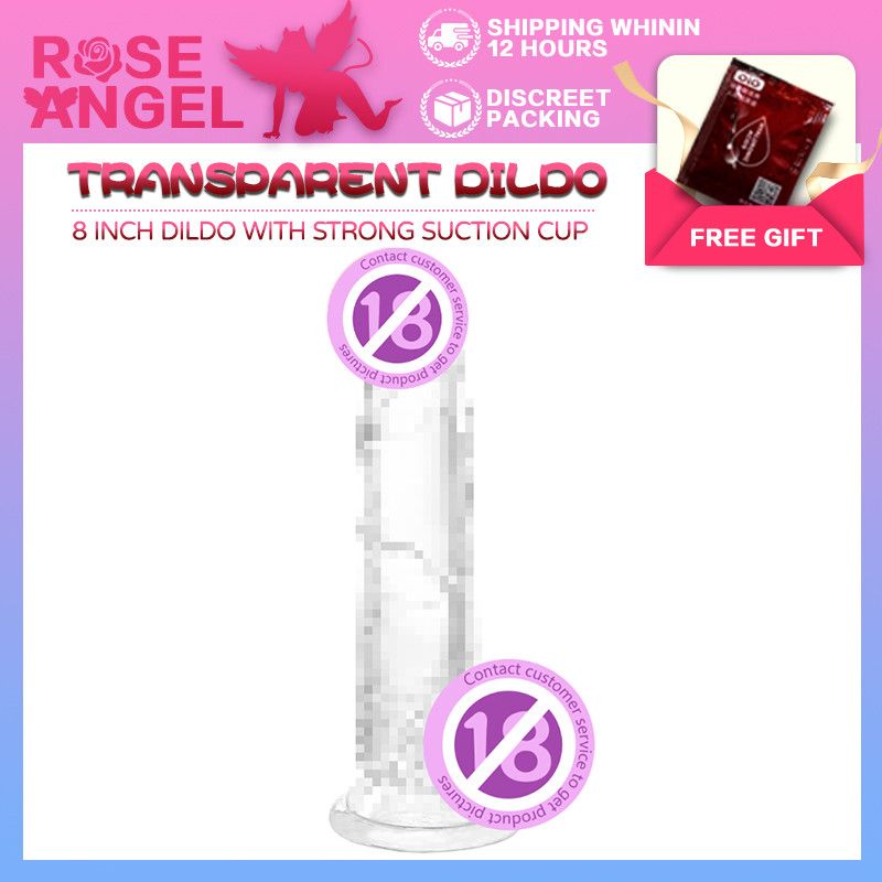 RoseAngel 8 Inch Transparent Huge Dildo Realistic Fake Penis with ...