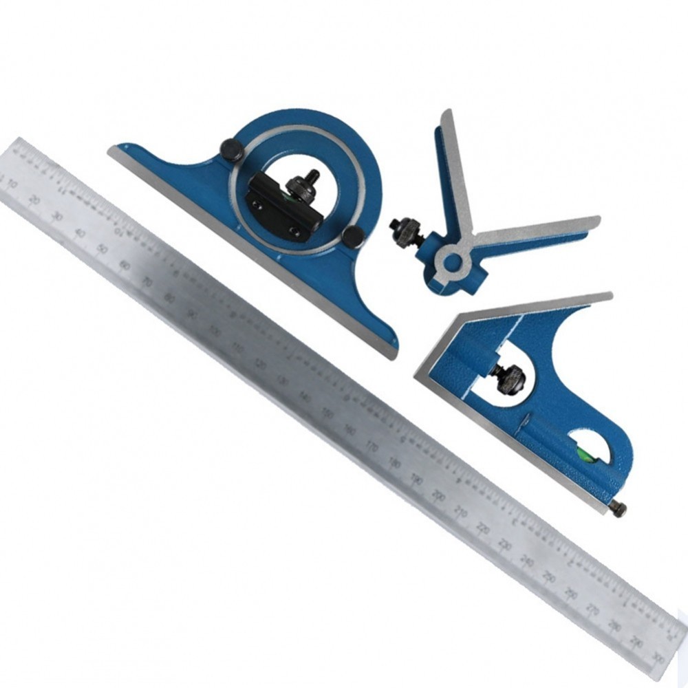 4Pcs 180 Degree Bevel Protractor Angle Combination Set Squares Ruler ...