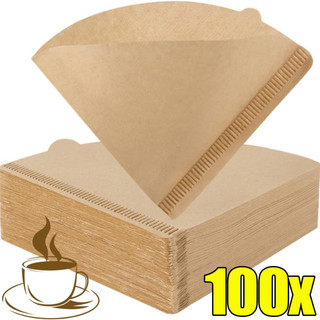 50/100pcs Disposable Cone Coffee Filter - Wood Pulp Drip Paper - for ...