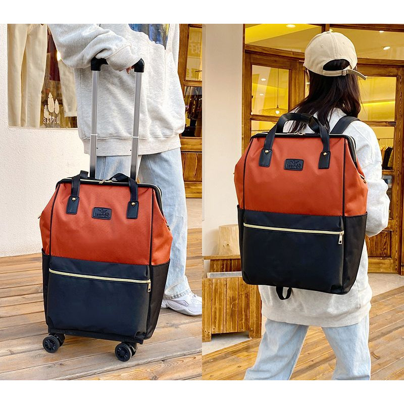 Universal Wheel Foldable Trolley Backpack Large Double Shoulder Travel ...