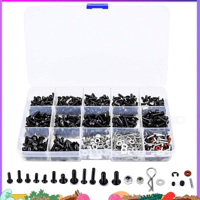 500PCS RC Car Screws Kit M3 Hex Screws Nut Shell Buckle RC Repair Tool ...