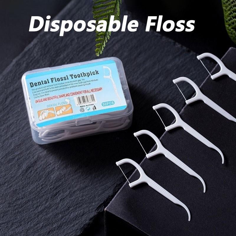 Dental Floss 50 Pcs/Set Flosser Teeth Thread Toothpick Stick Dental ...