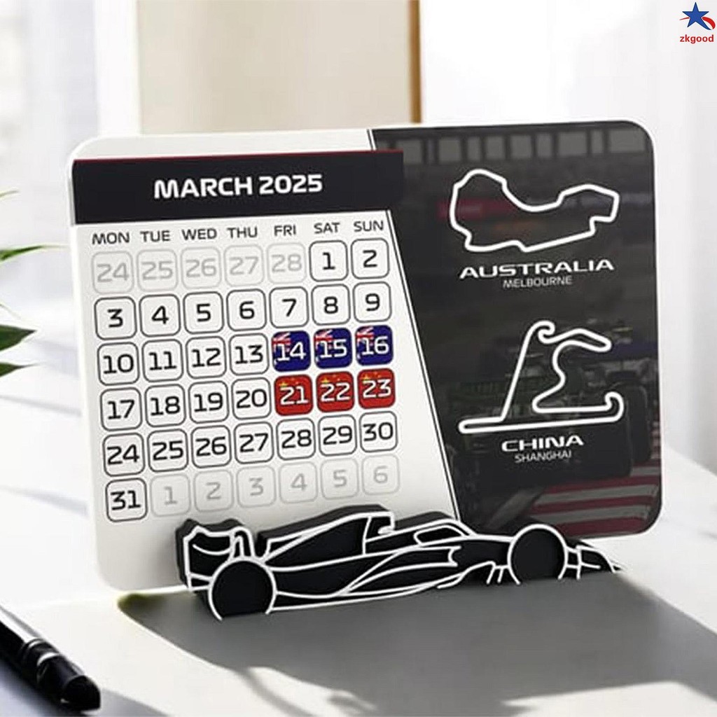 Desktop F1 2025 Calendar 12 Months Calendar with Race Track Design