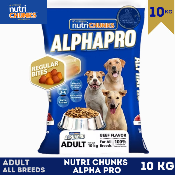 ALPHAPRO - REGULAR BITES - Adult Beef Flavor- for All Breeds-10kg ...