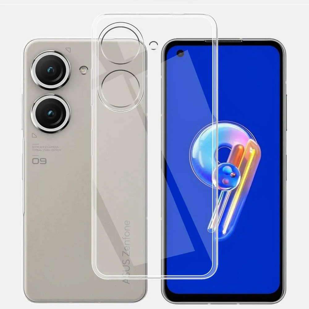 Cover Per Asus Zenfone 9 – 2 Pezzi Silicone Morbido Trasparente, Antiurto E Antigraffio, TPU Ultrasottile Con Supporto Ricarica Wireless
