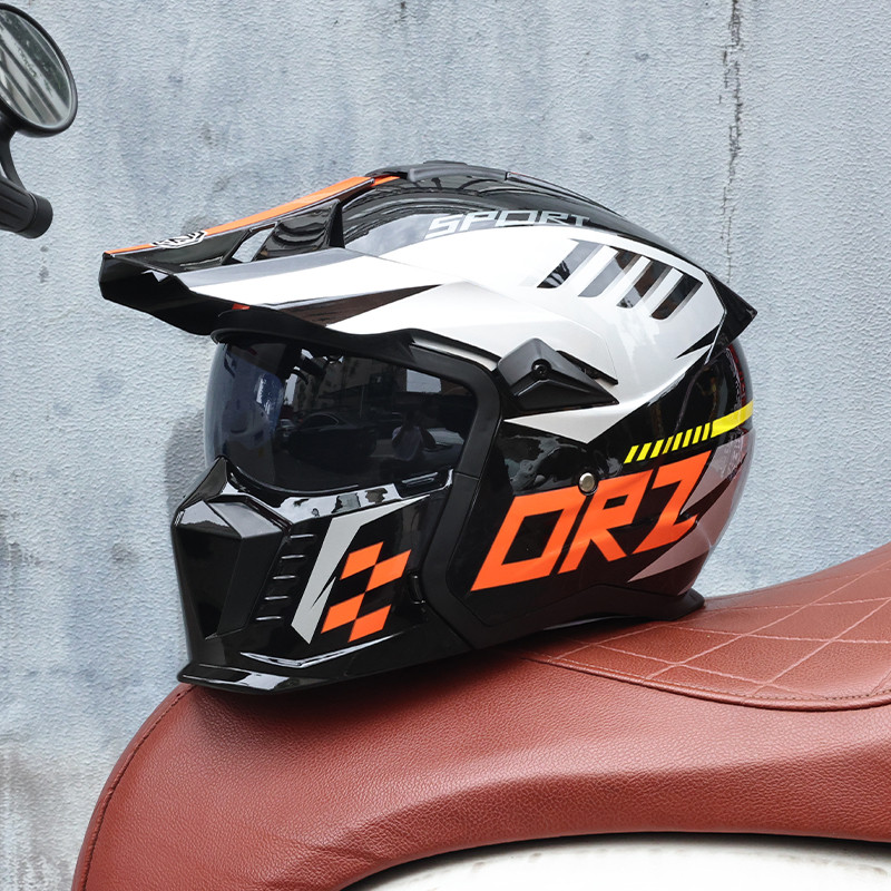 Street Fighter Combination Helmet Retro Motorcycle Helmet Male Female ...