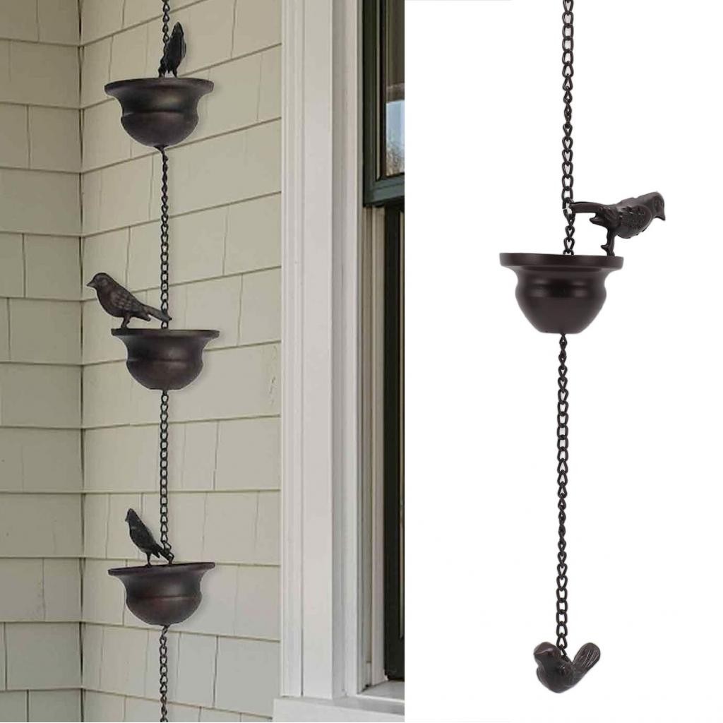 7.9ft Birds On Cup Rain Chain for Gutters Decorative Chimes Outside ...
