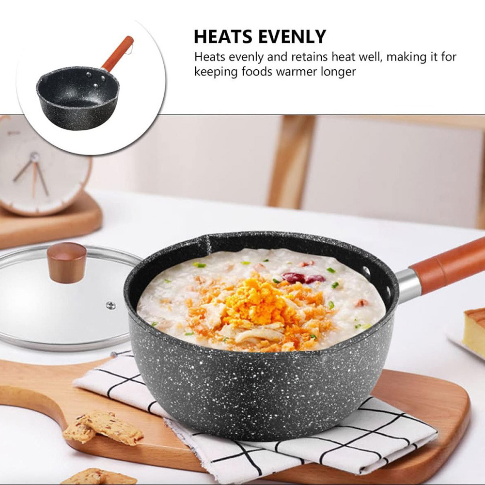 ♚WM♚ Nonstick Medical Stone pot 16/18/20/22CM Milk Cooking Pot with Lid ...