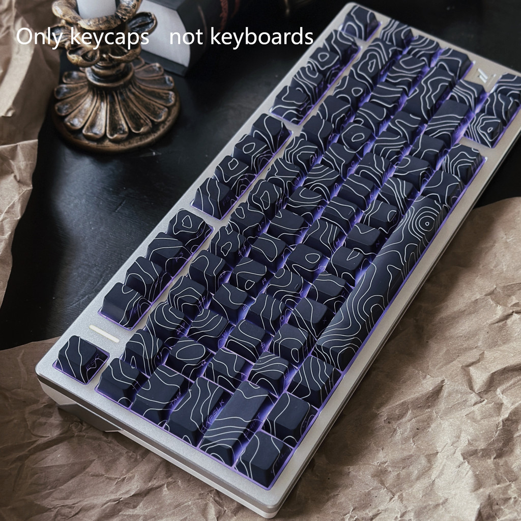 131 keys black Topographic Pattern Shine-Through OEM Profile PBT ...