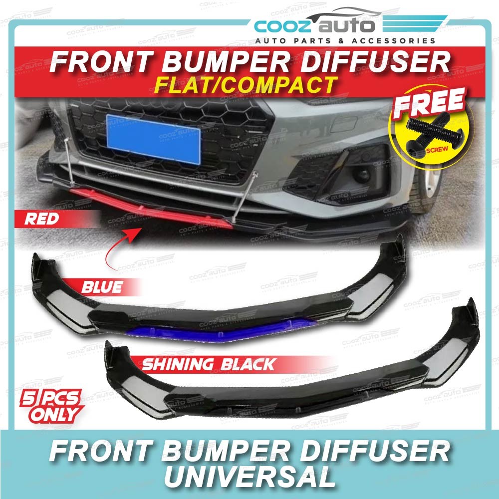 Universal Car Front Flat Compact Skirt Canard Bumper Diffuser Kit Myvi ...
