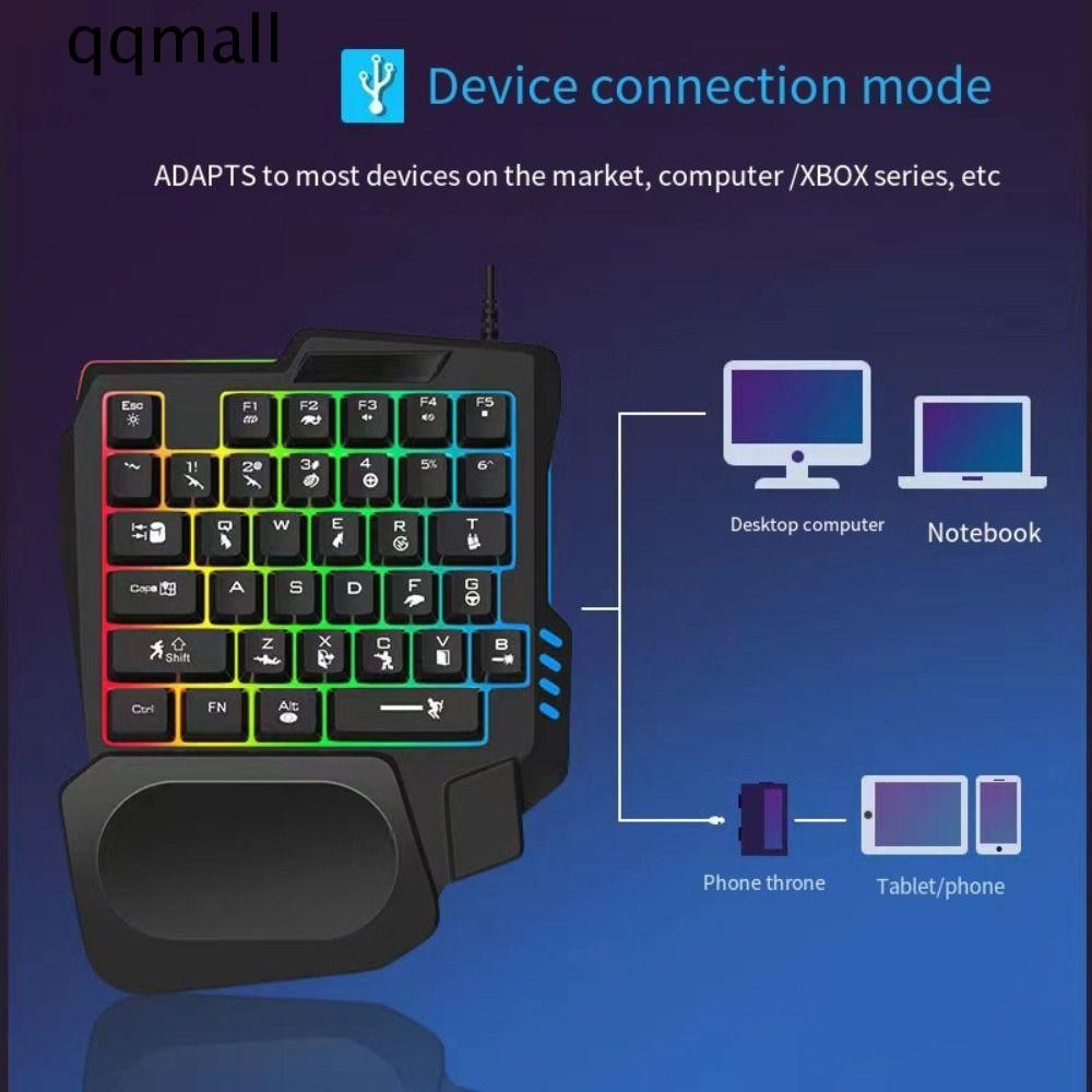 QQMALL Single Hand Keyboard, USB Luminous One Handedly Keyboard ...