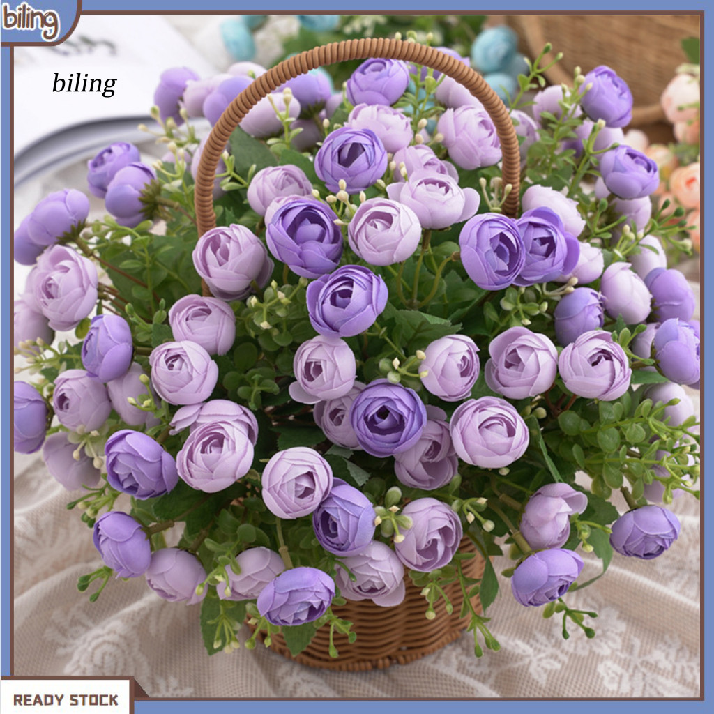{biling} Colorfast Artificial Tea Rose Home Decoration Table ...