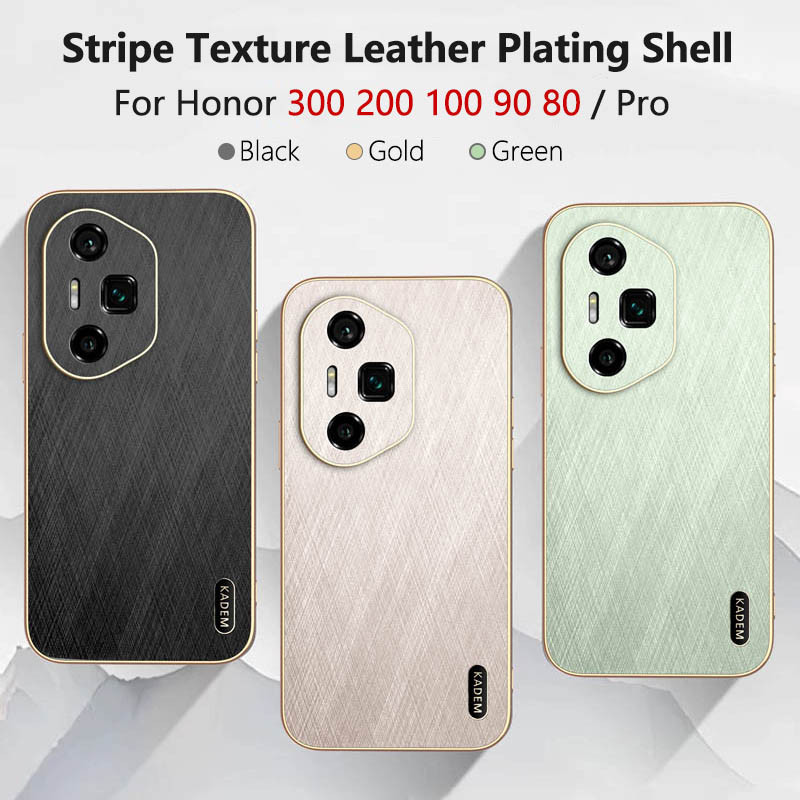 Stripe Thread Texture Leather Back Plating Case For Honor 400 300 200 ...