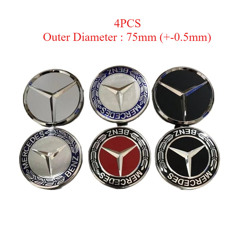 4PCS New Wheel Cap Center Hub Rim Cap AMG 75mm For Mercedes Benz W203 ...