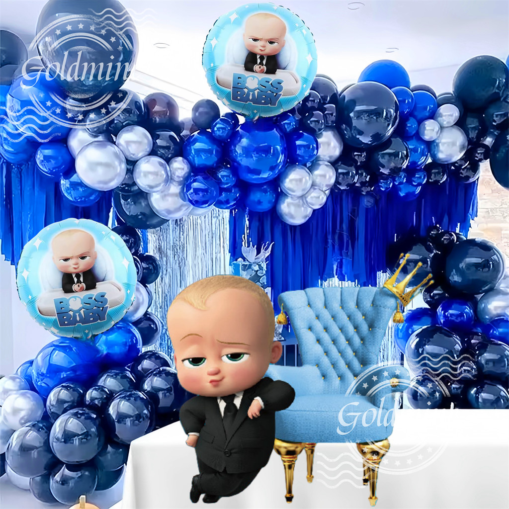 Baby Boss Balloon Garland Set Dark Blue Silver Latex Birthday Party ...
