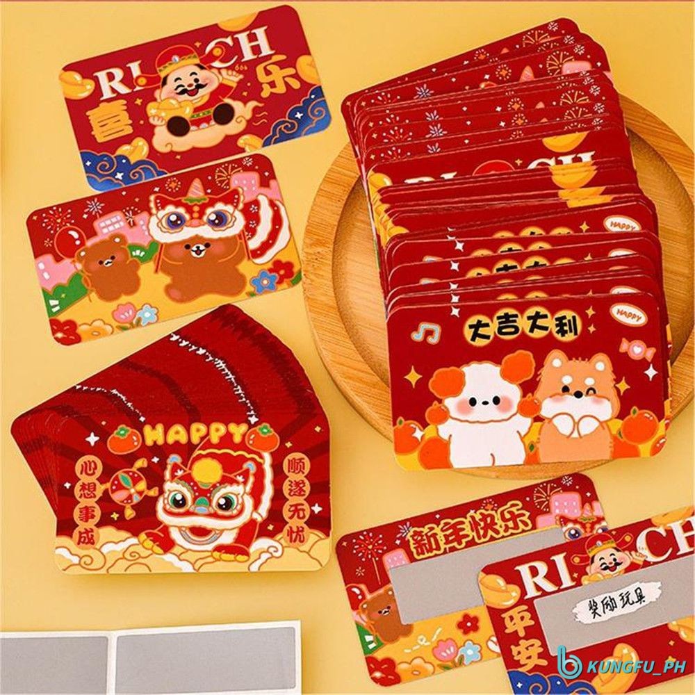 Cod 10pcs 2025 New Year Scratch Card Year Of The Snake Creative Text
