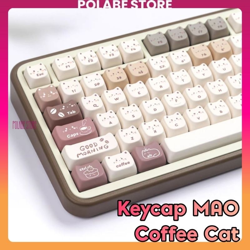 Keycap mao Coffee Cat cherry profile mechanical keyboard Polabe Store ...