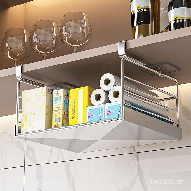 Stainless Steel No-Drill Hanging Rack Under Cabinet Storage Cabinet ...