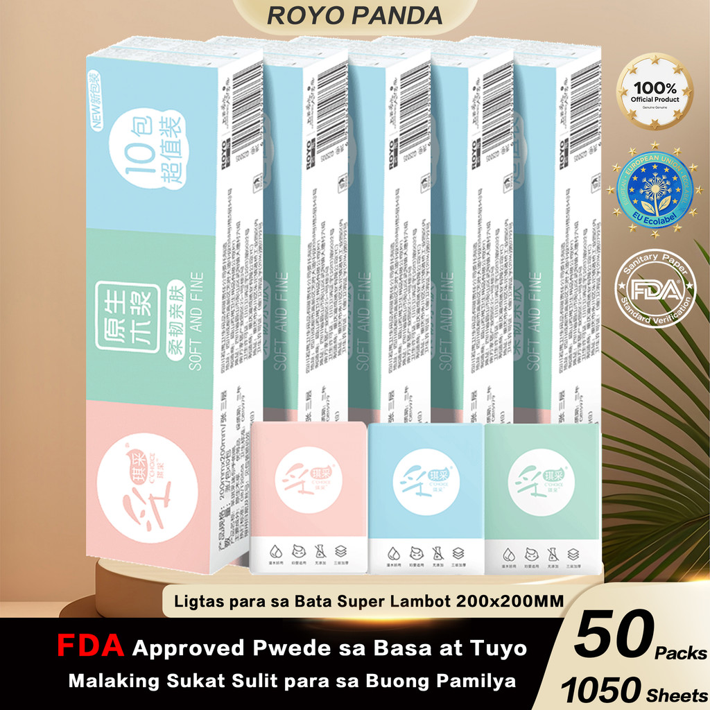 【50 Packs】Royo Panda Tissue 3-Ply Super Soft Portable Pocket Tisu Sulit ...