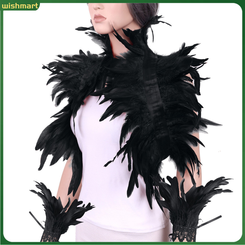 thumbnail image 2 of Carnival Costumes For Women Womens Natural Feather Cape Costume Gothic Shawl Shrug Collar Feather Cloak 2024 Halloween DIY Decor Maleficent Costumes-Purple Halloween Costumes For Women 2 of 11