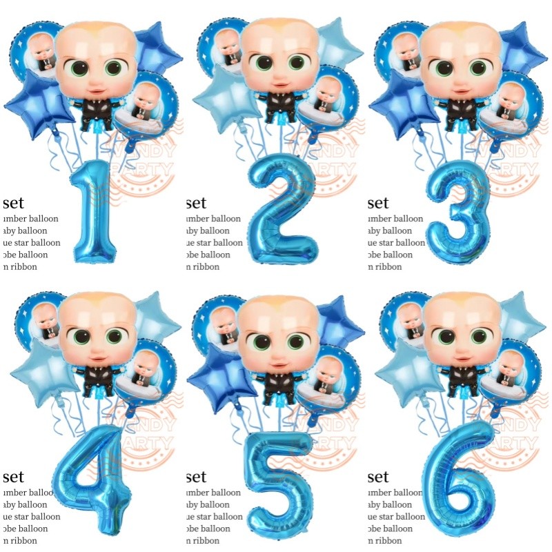 Boss Baby Theme Party Decorations Blue Number Foil Ballons Set for ...