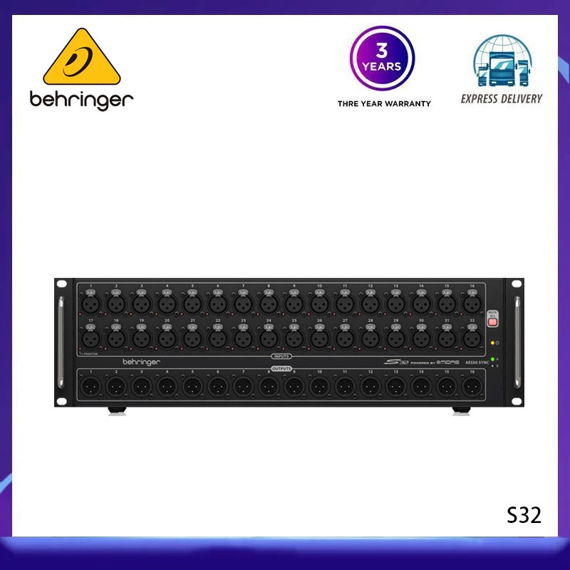 Behringer S32 I/O Box with 32 Remote-Controllable Midas Preamps, 16 ...