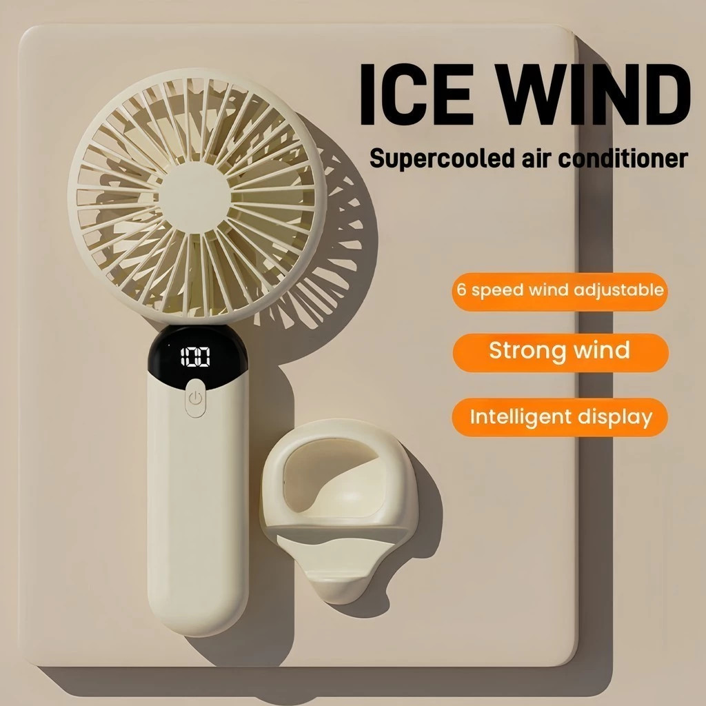 Mini Fan LED number show Handheld fan USB Office Desktop Rechargeable ...