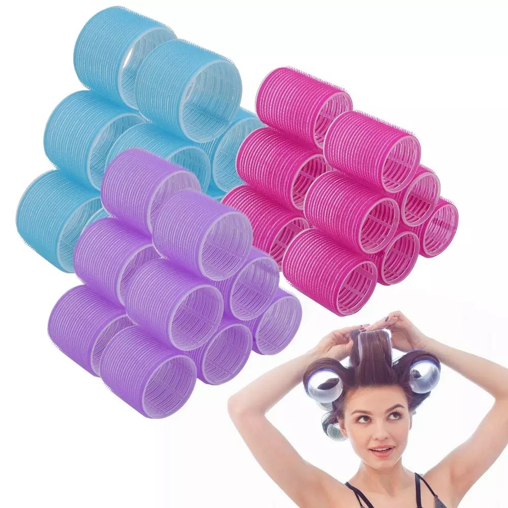 6Pcs/Set Big Self Grip Hair Rollers Cling Hair Curlers Bang Curlers DIY ...