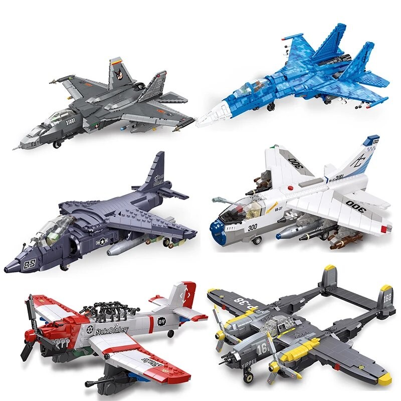 ️Military ww2 Fighter model building block Airplane plane kit World War ...