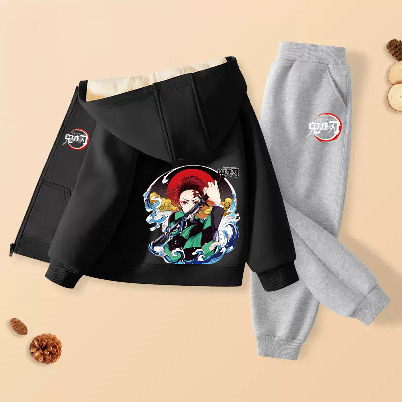 Boys Spring Sportswear Demon Slayer Anime Set 4-14Y Teenager Thin ...