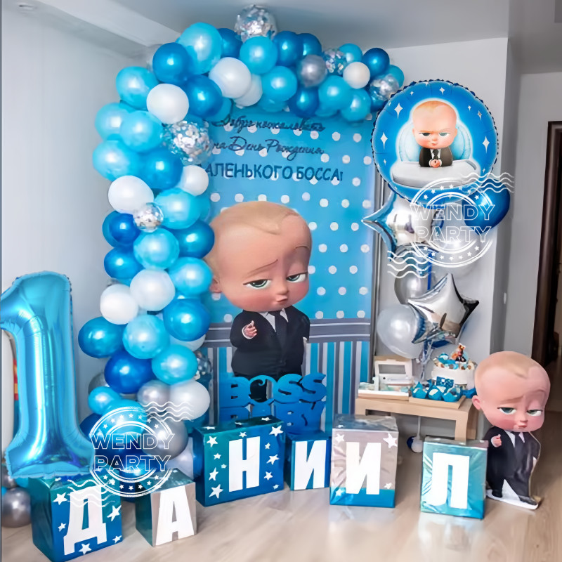 Boss Baby Balloons Arch Garland Kit White Blue Latex Ballons Set for ...