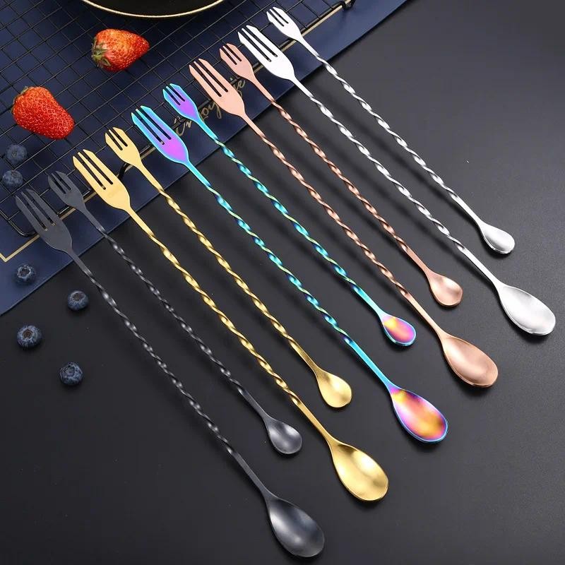 Spiral Bar Cocktail Spoon Stainless Steel Bartender Stir Spoons ...