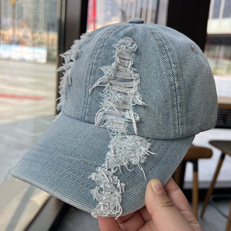 Retro Ripped Baseball Cap Female Style Solid Color ins Fashion ...