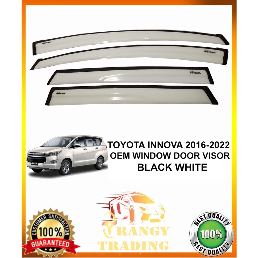 Toyota Innova 2016 to 2026 OEM Window Door Rain Visor BLACK WHITE 2017 ...