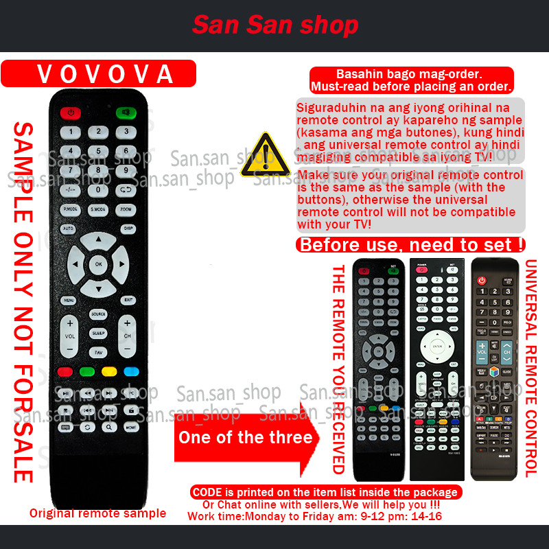 100% All Button Universal remote control for vovova smart tv remote na ...